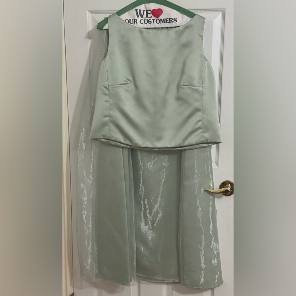 Chic Mint Green 2 Piece Dress with Scarf